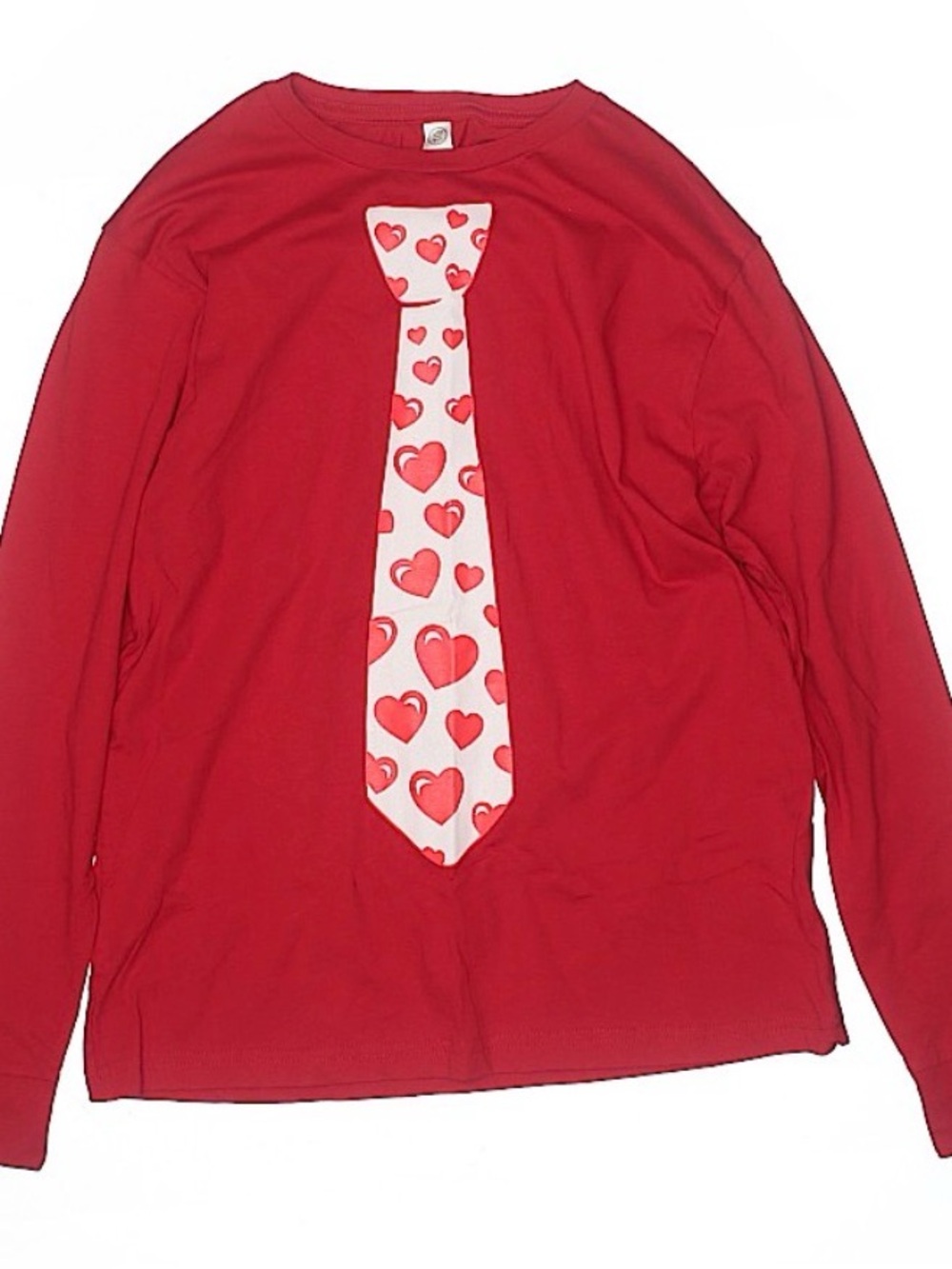L.A.T. Apparel Red Long Sleeve Tee with Heart Tie Graphic